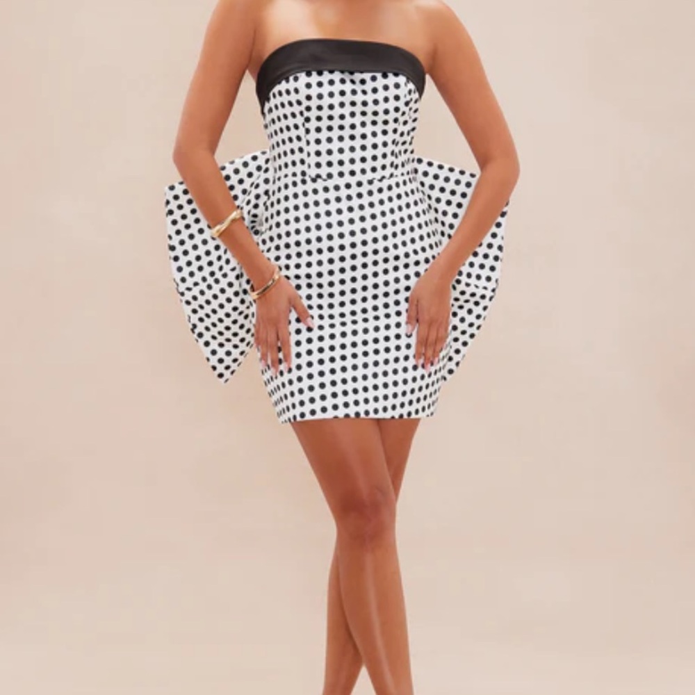 Fashion Nova Satin Polka Dot Mini Dress BRAND NEW Luxe Bridal Formal Cocktail